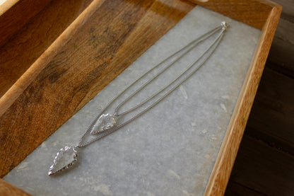 Arrowhead Necklace, Quartz Necklace, Quartz Jewelry, Semi Precious Necklace, Pendant Necklace, Silver Jewelry, Silver Necklace, Cool Jewelry