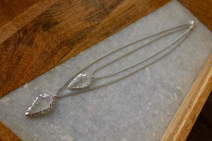 Arrowhead Necklace, Quartz Necklace, Quartz Jewelry, Semi Precious Necklace, Pendant Necklace, Silver Jewelry, Silver Necklace, Cool Jewelry