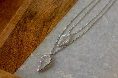 Arrowhead Necklace, Quartz Necklace, Quartz Jewelry, Semi Precious Necklace, Pendant Necklace, Silver Jewelry, Silver Necklace, Cool Jewelry