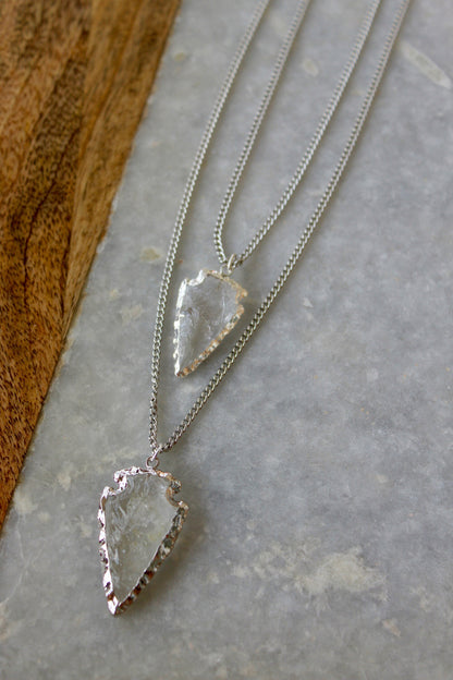 Arrowhead Necklace, Quartz Necklace, Quartz Jewelry, Semi Precious Necklace, Pendant Necklace, Silver Jewelry, Silver Necklace, Cool Jewelry