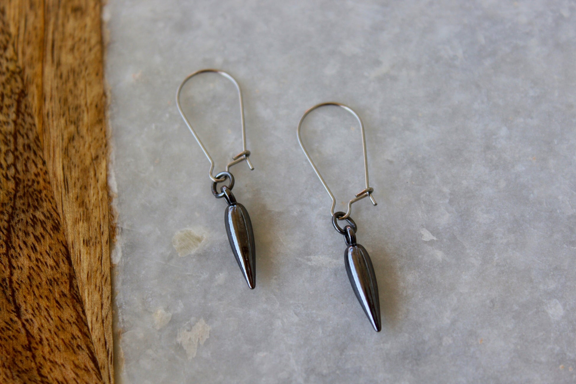 Kidney Earrings, Halloween Jewelry, Halloween Earrings, Spike Earrings, Dark Earrings, Gothic Earrings, Gray Earrings, Grey Earrings