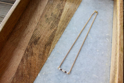 Pink Jewelry, Bar Necklace, Work From Home Jewelry, Pale Pink Necklace, Simple Necklace, Gold Necklace, Gold Jewelry, Classy Necklace