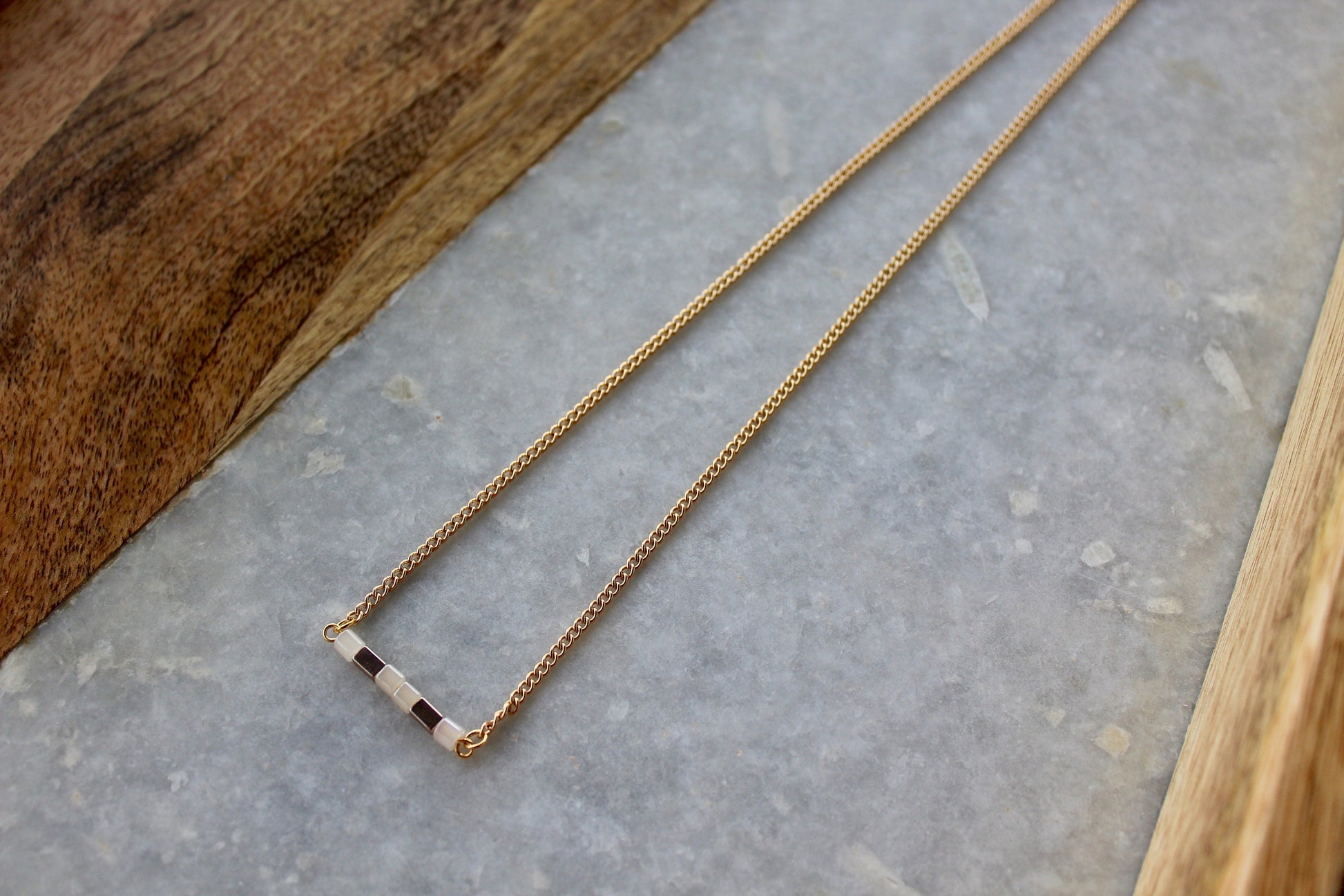 Pink Jewelry, Bar Necklace, Work From Home Jewelry, Pale Pink Necklace, Simple Necklace, Gold Necklace, Gold Jewelry, Classy Necklace