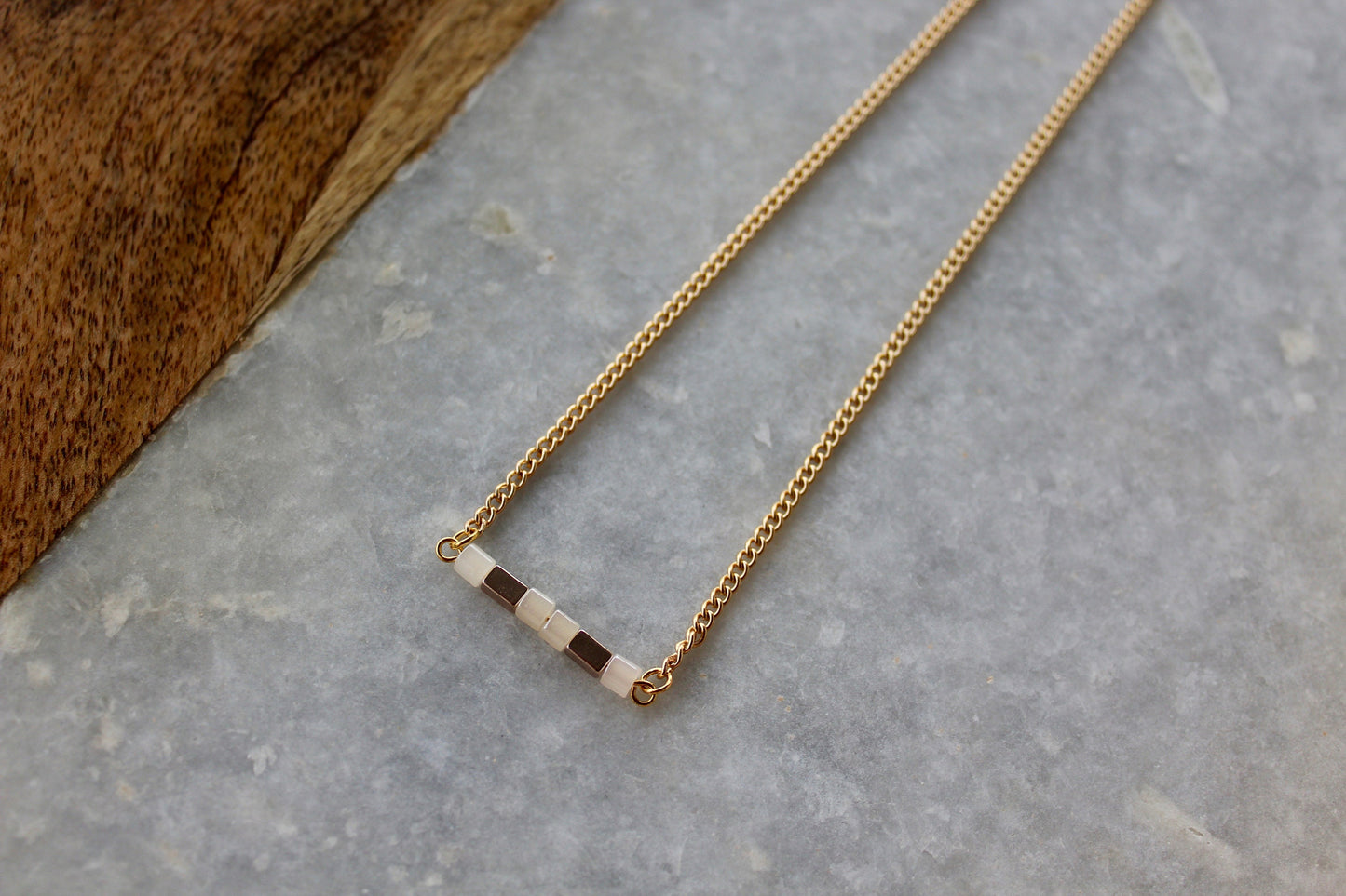 Pink Jewelry, Bar Necklace, Work From Home Jewelry, Pale Pink Necklace, Simple Necklace, Gold Necklace, Gold Jewelry, Classy Necklace