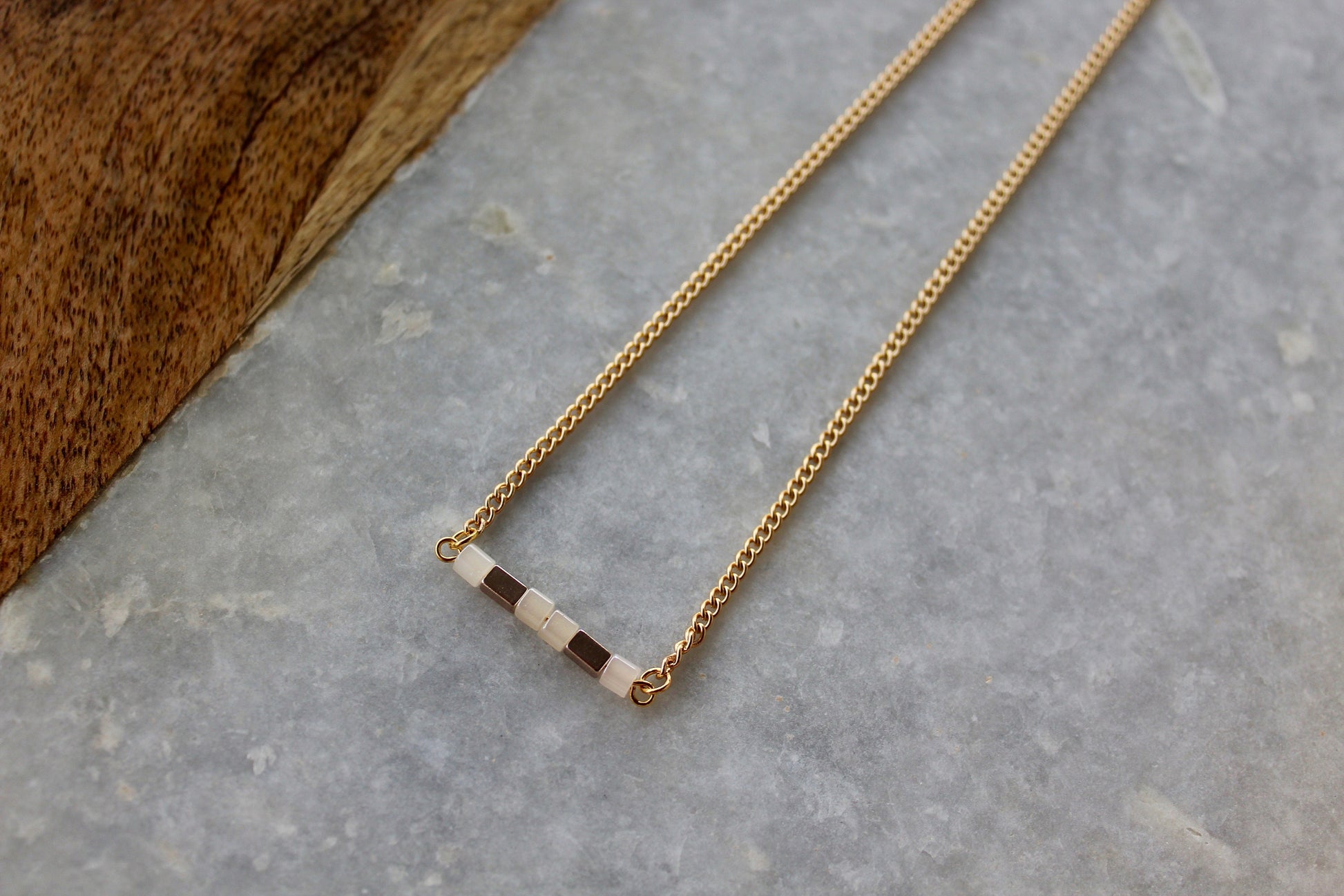 Pink Jewelry, Bar Necklace, Work From Home Jewelry, Pale Pink Necklace, Simple Necklace, Gold Necklace, Gold Jewelry, Classy Necklace