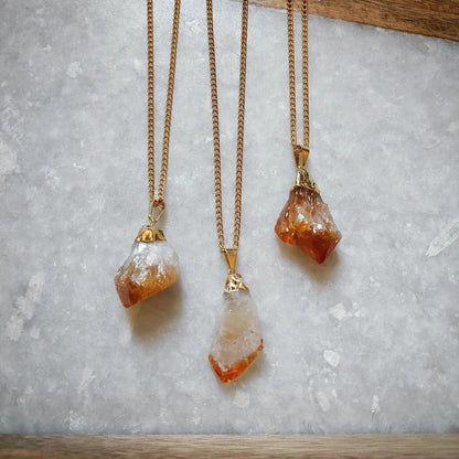 Gifts for Her, Citrine Necklace, Citrine Jewelry, Raw Cut Citrine, Orange Jewelry, Citrine Accessories, Gold Necklace