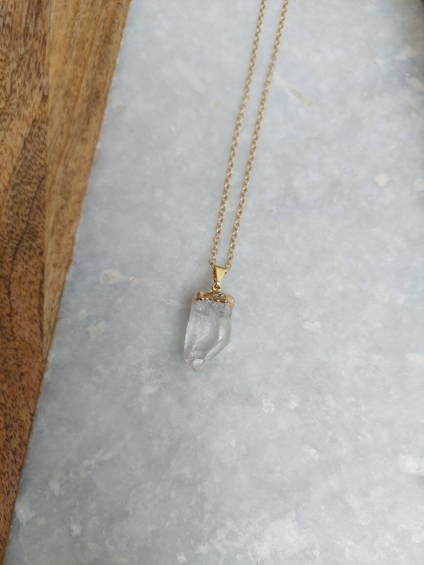 Quartz Necklace, Gold Jewelry, Crystal Necklaces, Gifts for a Friend, Gifts for Her, Long Necklace,Long Quartz Necklace, Gold Necklace