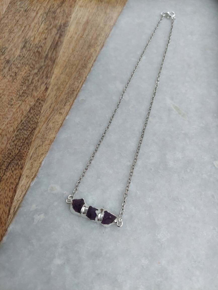 Amethyst Necklace, Amethyst Jewelry, Gifts for Her, Holiday Gifts, Natural Cut Amethyst, Semi Precious Jewelry, Amethyst Accessories