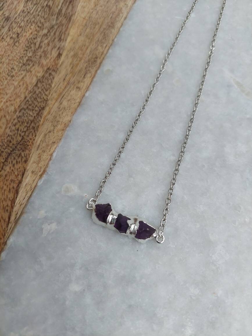 Amethyst Necklace, Amethyst Jewelry, Gifts for Her, Holiday Gifts, Natural Cut Amethyst, Semi Precious Jewelry, Amethyst Accessories