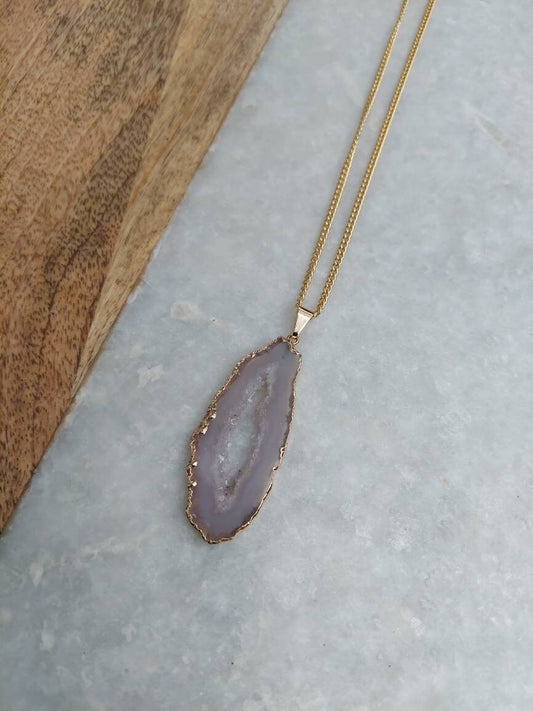 Agate Pendant Necklace, Agate Jewelry, Agate Druzy, Crystal Necklace, Gifts for Her, Semi Precious Jewelry, Gold Jewelry, Agate Fashion