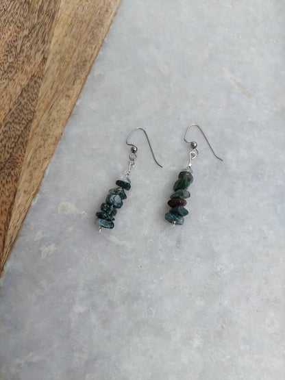 Moss Agate Earrings, Agate Earrings, Agate Jewelry, Festival Earrings, Rock Earrings, Geode Earrings, Funky Earrings, Lightweight Earrings