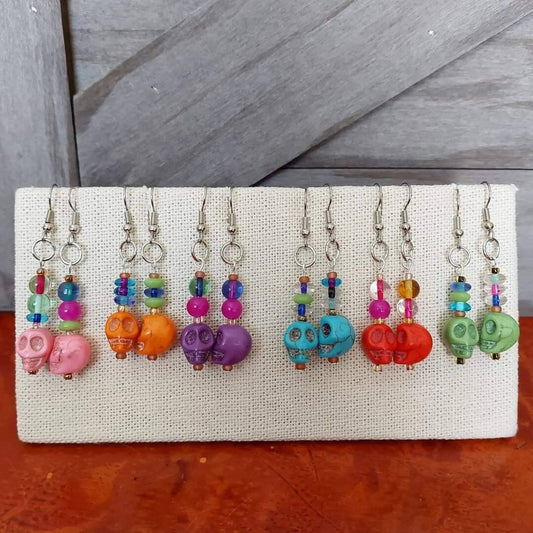 Colorful Skull Earrings, Skull Earrings, Skull Jewelry, Halloween Earrings, Halloween Jewelry, Halloween Costume, Bright Skulls