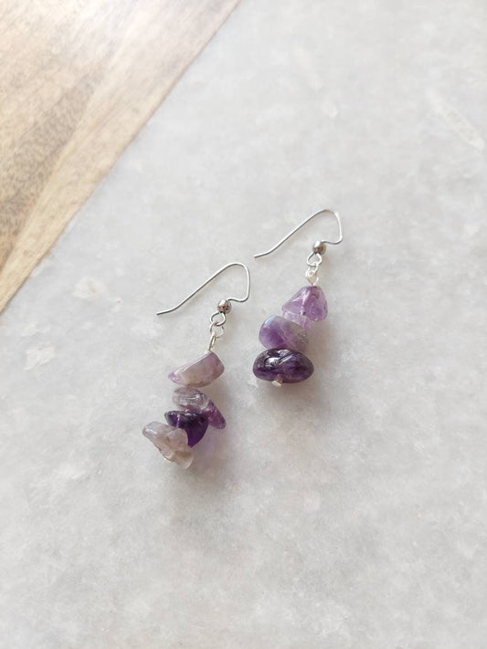 Amethyst Earrings, Natural Amethyst Earrings, Amethyst Jewelry, Festival Earrings, Rock Earrings, Geode Earrings, Funky Earrings