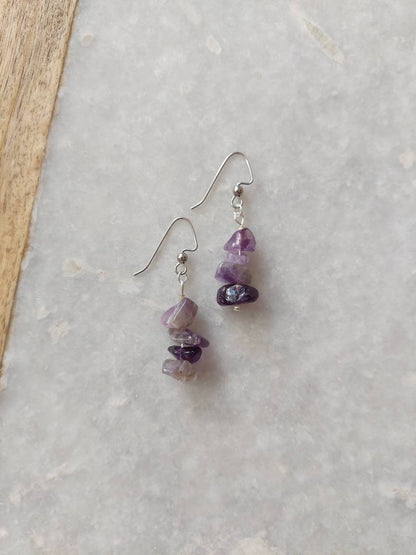 Amethyst Earrings, Natural Amethyst Earrings, Amethyst Jewelry, Festival Earrings, Rock Earrings, Geode Earrings, Funky Earrings