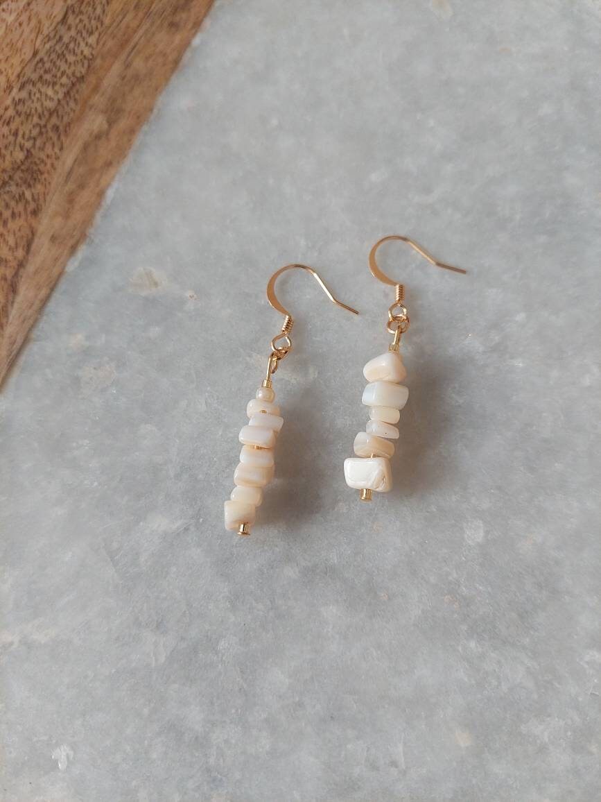 Mother of Pearl Earrings, Mother of Pearl Jewelry, Day Earrings, Date Night Jewelry, Rock Earrings, Geode Earrings, Funky Earrings