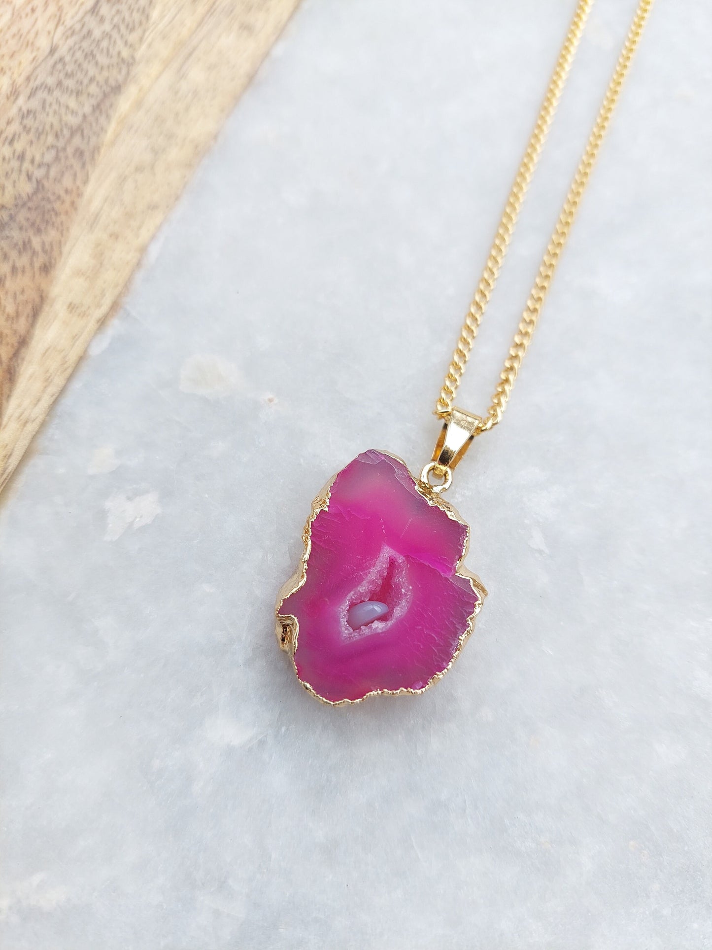 Pink Agate Necklace, Pink Agate Jewelry, Agate Jewelry, Druzy Agate, Aagte Necklace, Gifts for Her, Semi Precious Jewelry, Gold Jewelry