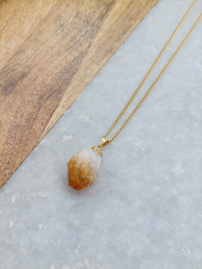 Gifts for Her, Citrine Necklace, Citrine Jewelry, Raw Cut Citrine, Orange Jewelry, Citrine Accessories, Gold Necklace