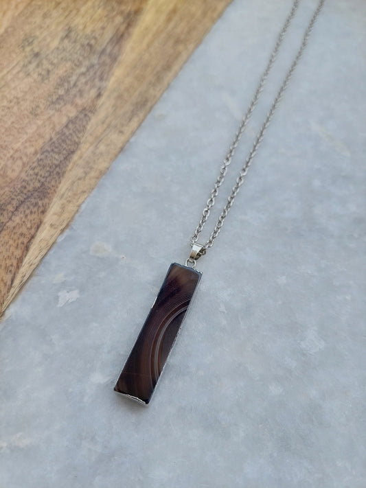 Agate Rectangle Necklace, Agate Jewelry, Agate Fashion, Agate Pendant, Silver Necklace, Silver Accessories, Agate Rings Pendant