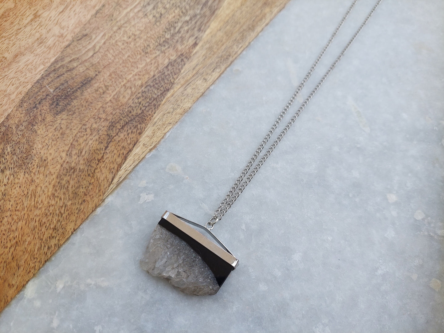 Crystal Necklace, Crystal Pendant, Druzy Necklace, Druzy Pendant, Druzy Jewelry, Black Druzy Jewelry, Natural Cut Crystal Necklace