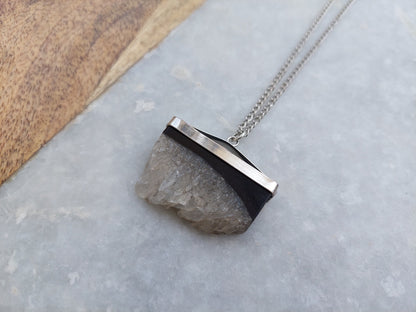 Crystal Necklace, Crystal Pendant, Druzy Necklace, Druzy Pendant, Druzy Jewelry, Black Druzy Jewelry, Natural Cut Crystal Necklace