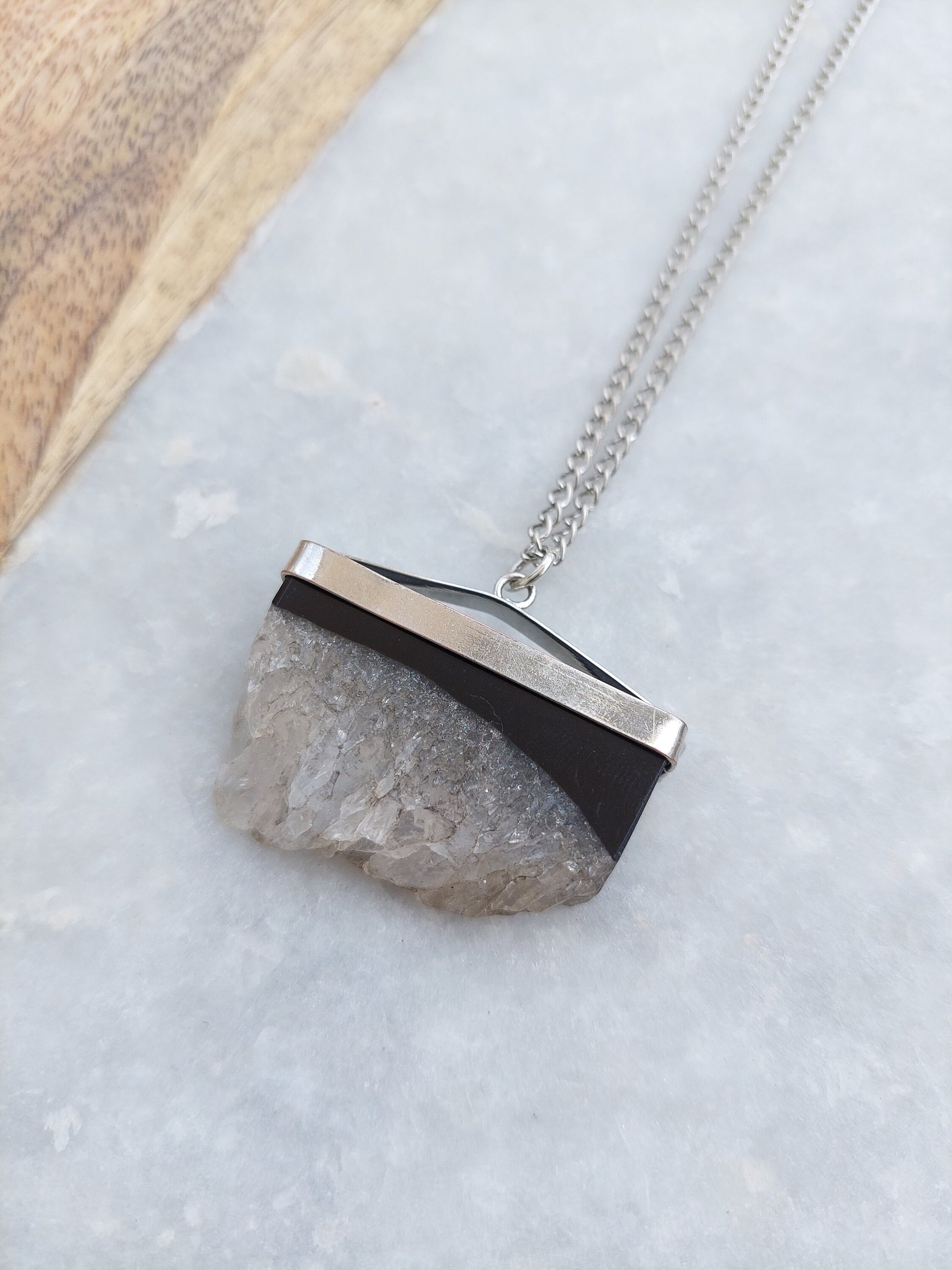 Crystal Necklace, Crystal Pendant, Druzy Necklace, Druzy Pendant, Druzy Jewelry, Black Druzy Jewelry, Natural Cut Crystal Necklace