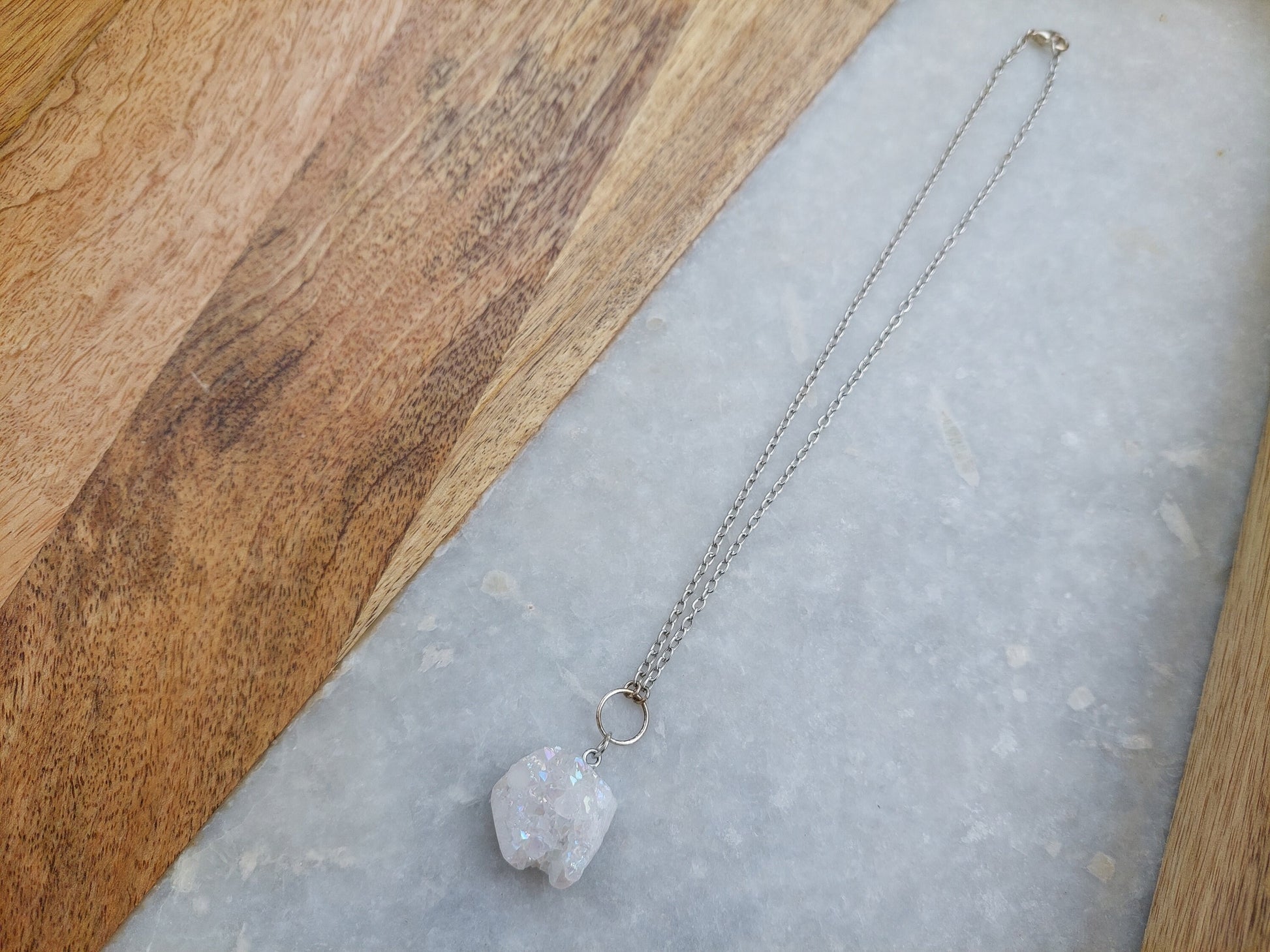 Crystal Quartz Necklace, Quartz Necklace, Druzy Quartz, Gifts for a Friend, Stone Necklace, Sparkling Quartz Necklace, Silver Necklace