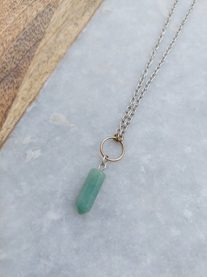 Small Aventurine Pendant, Aventurine Jewelry, Stone Necklace, Geode Necklace, Geode Jewelry, Aventurine Necklace, Aventurine Drop Necklace