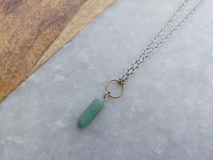 Small Aventurine Pendant, Aventurine Jewelry, Stone Necklace, Geode Necklace, Geode Jewelry, Aventurine Necklace, Aventurine Drop Necklace