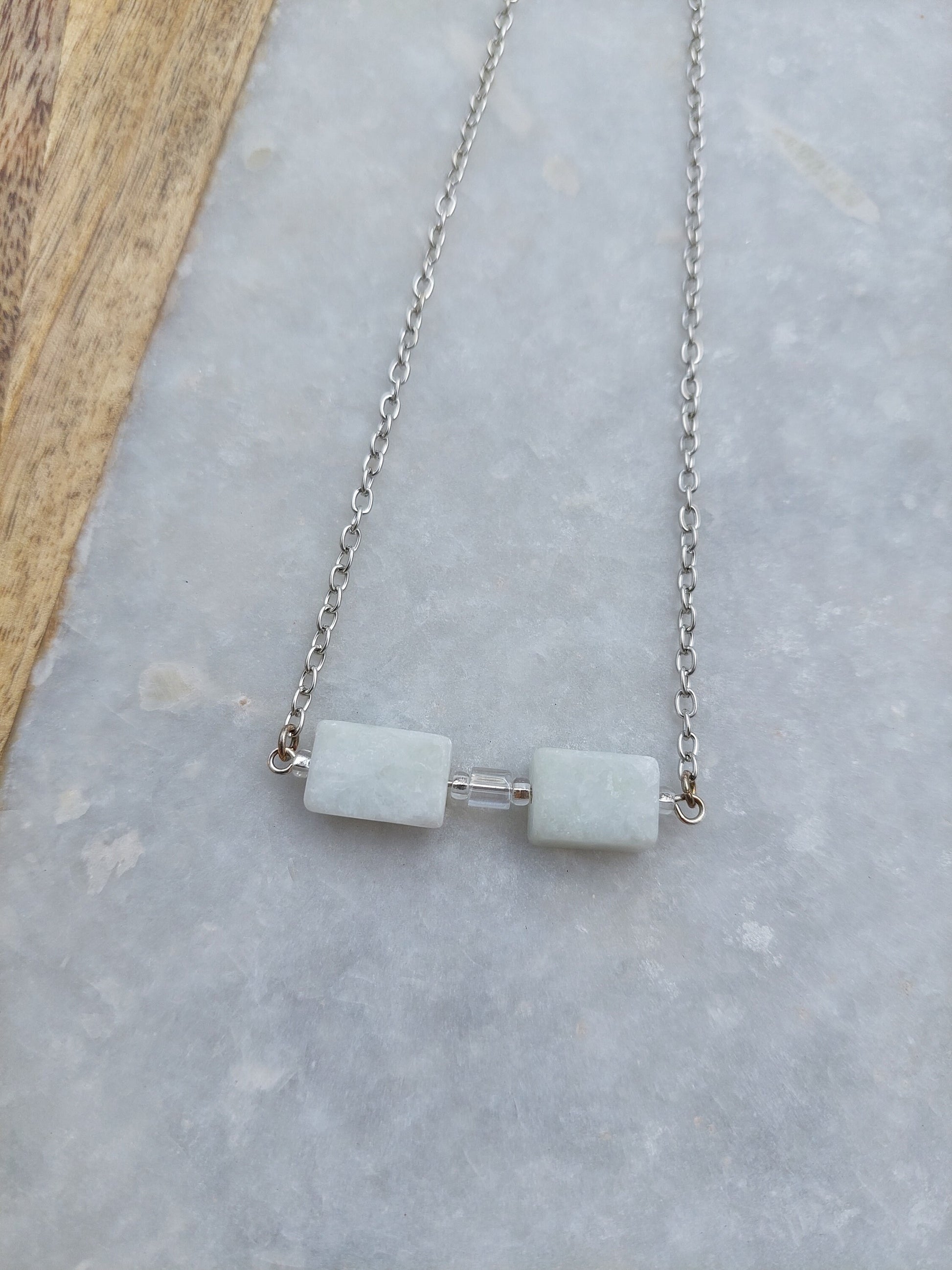 Amazonite Necklace, Amazonite Jewelry, Amazonite, Stone Bar Necklace, Short Necklace, Stone Necklace, Geode Jewelry, Semi Precious Necklace