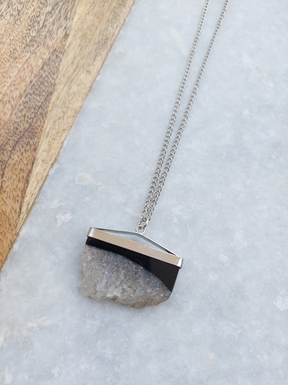 Crystal Necklace, Crystal Pendant, Druzy Necklace, Druzy Pendant, Druzy Jewelry, Black Druzy Jewelry, Natural Cut Crystal Necklace