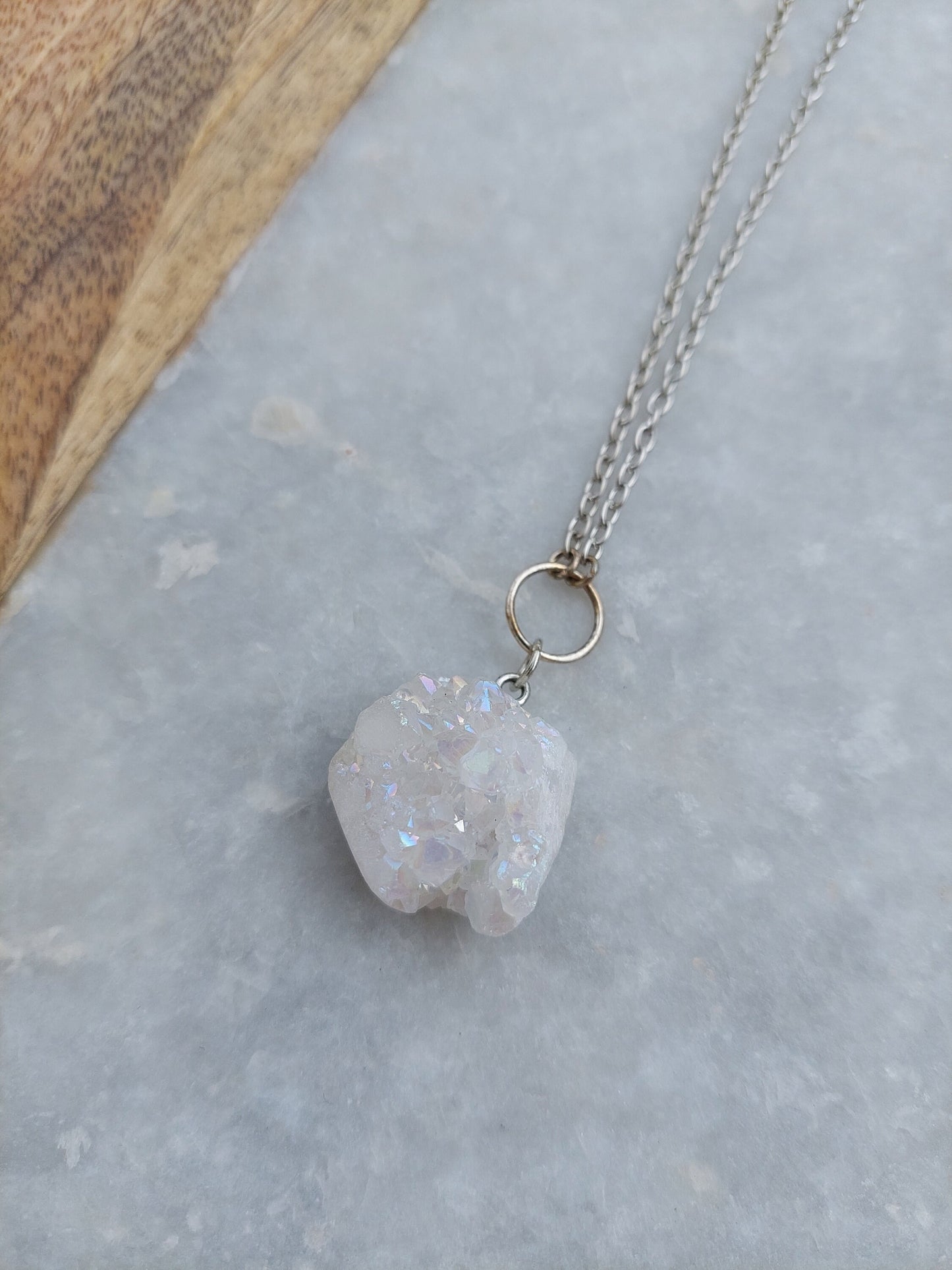 Crystal Quartz Necklace, Quartz Necklace, Druzy Quartz, Gifts for a Friend, Stone Necklace, Sparkling Quartz Necklace, Silver Necklace