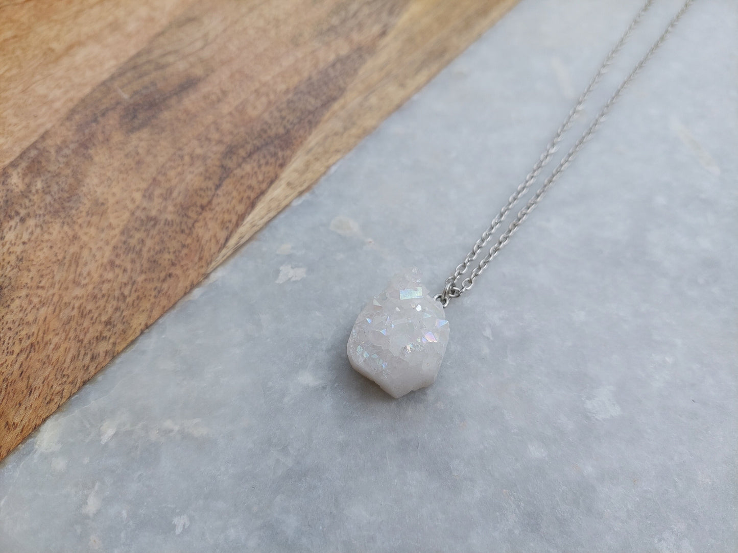 Crystal Quartz Necklace, Quartz Necklace, Druzy Quartz, Gifts for a Friend, Stone Necklace, Sparkling Quartz Necklace, Silver Necklace