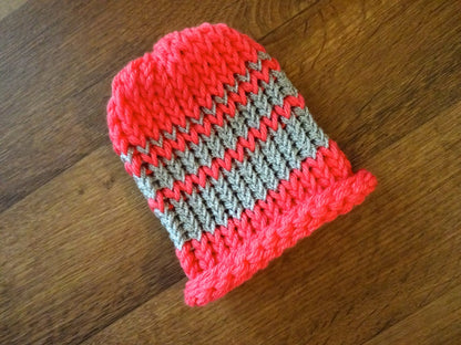 Baby Beanie with Stripes, Baby Hats, Newborn Hats, Knitted Baby Hats, Infant Hats, Gifts for Baby