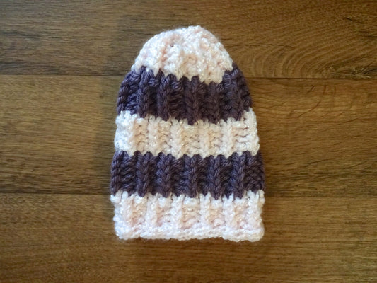 Baby Hat with Basket Weave Stripes, Baby Beanies, Gifts for Baby, Winter Baby Hats, Knitted Baby Hats, Infant Hats