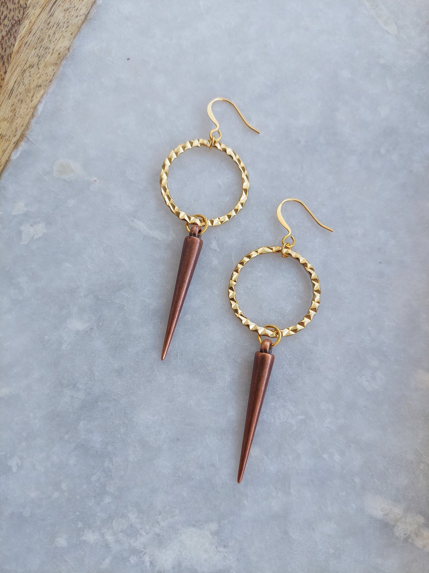 Spike Earrings with Textured Hoop