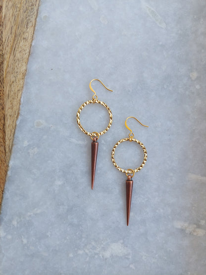 Spike Earrings with Textured Hoop