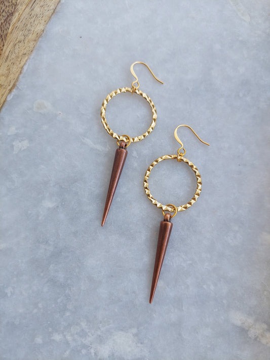 Spike Earrings with Textured Hoop