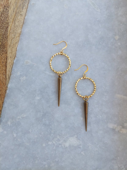 Spike Earrings with Textured Hoop