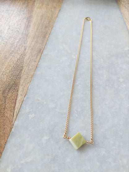 Green Jade Bar Necklace