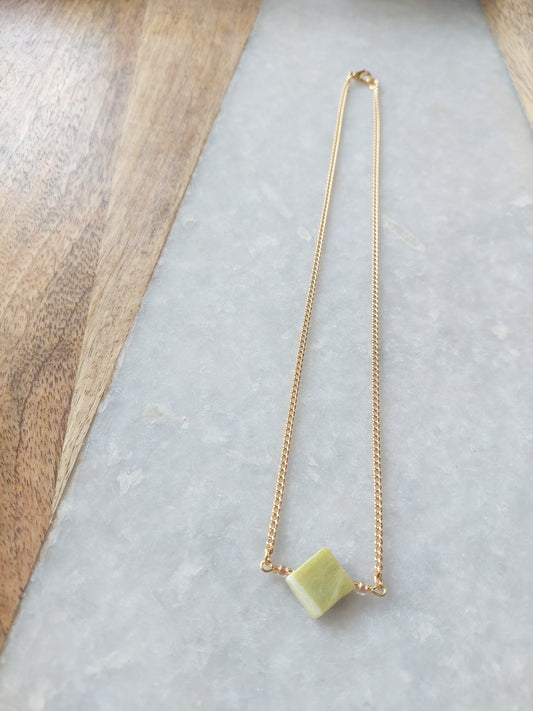 Green Jade Bar Necklace