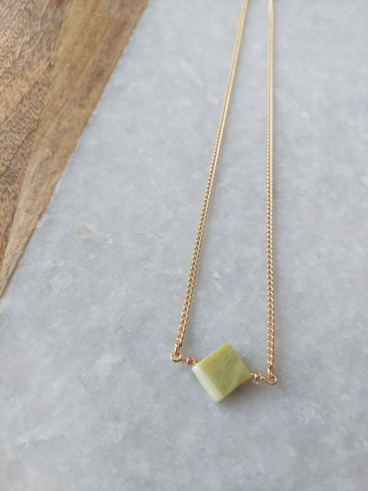 Green Jade Bar Necklace