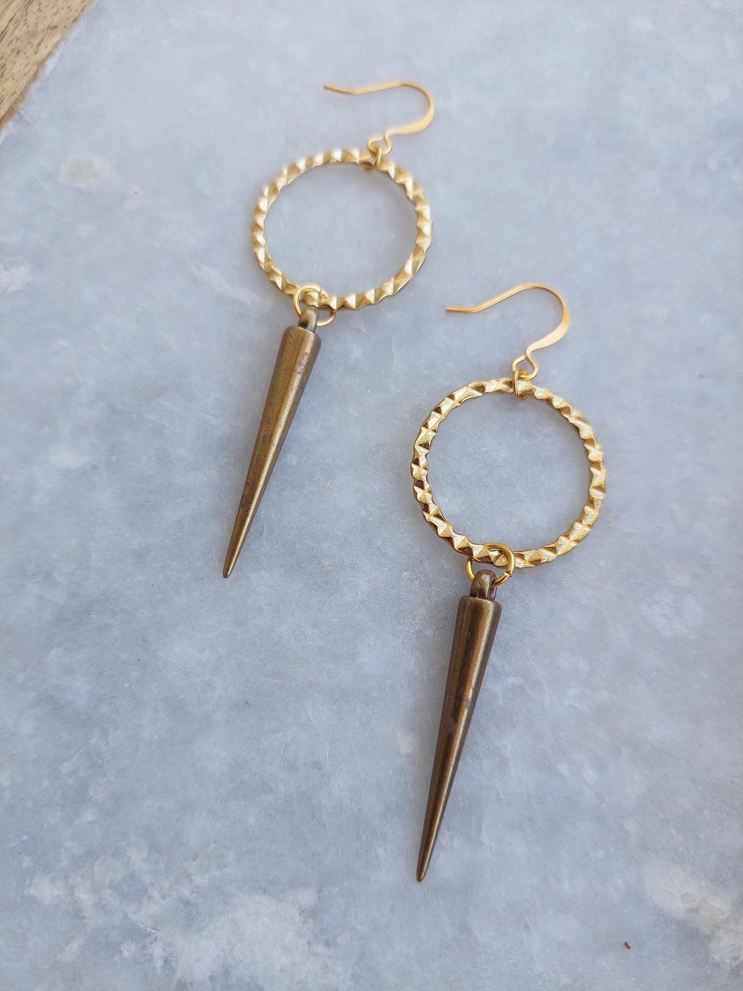 Spike Earrings with Textured Hoop