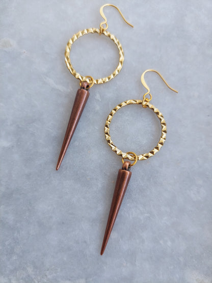 Spike Earrings with Textured Hoop