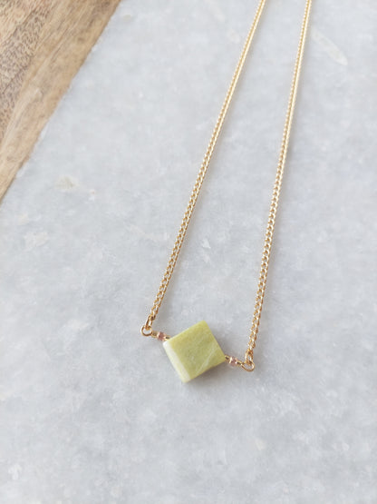 Green Jade Bar Necklace