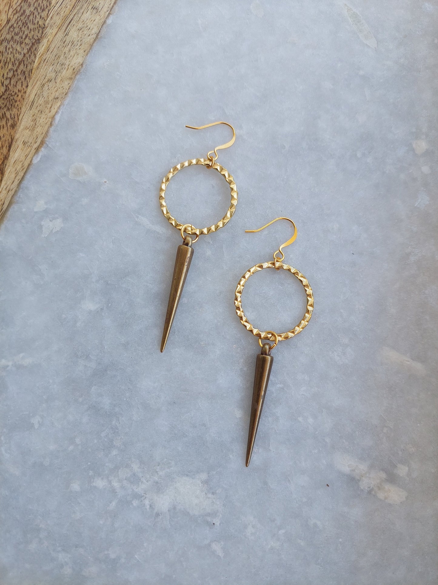 Spike Earrings with Textured Hoop