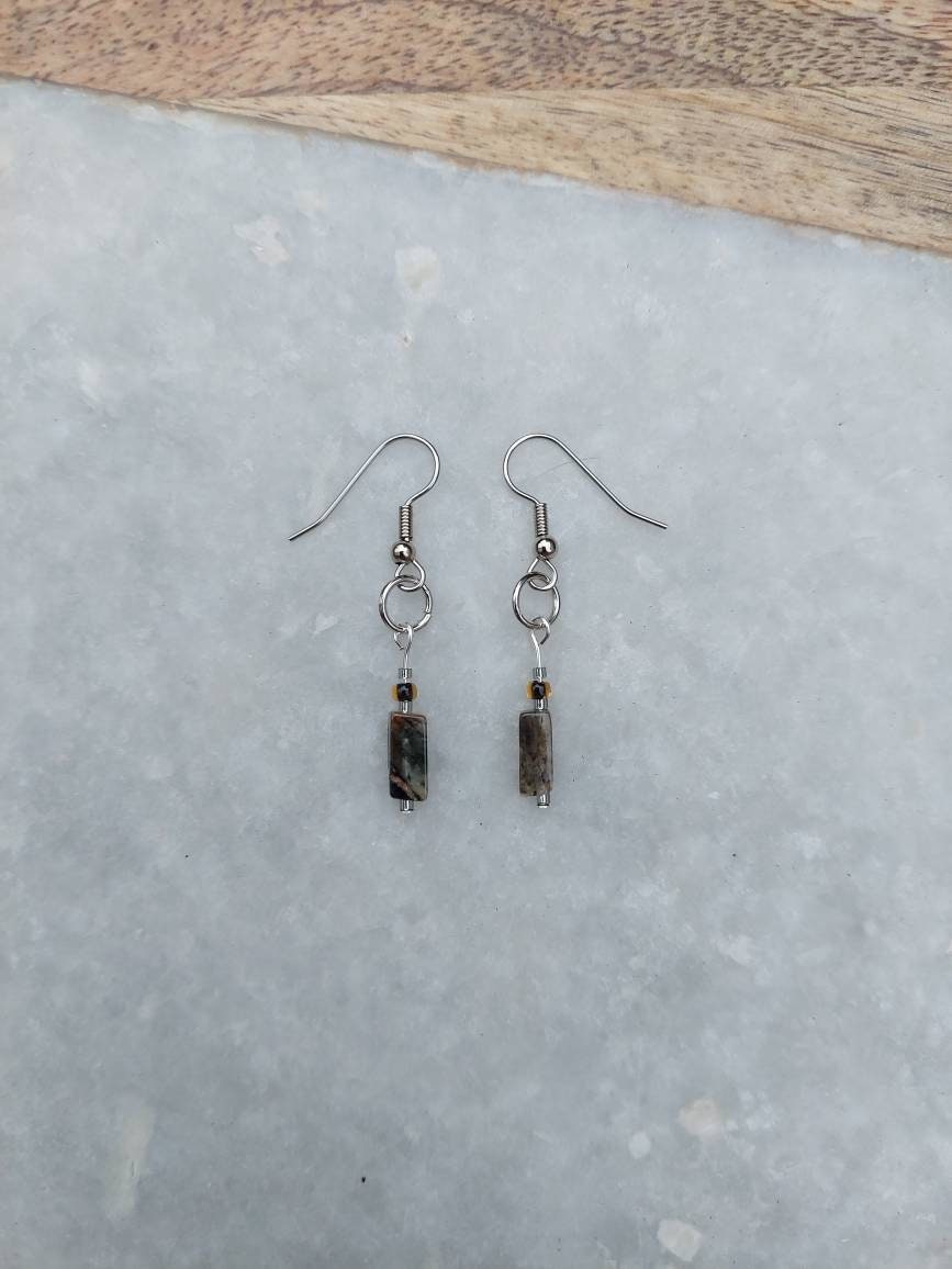 Lodolite Earrings, Quartz Earrings, Lodolite Quartz, Work From Home Earrings, Simple Jewelry, Dangle Earrings, Gold Earrings, Gold Jewelry