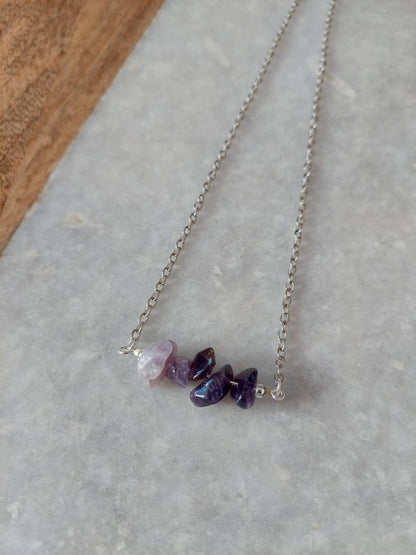 Amethyst Necklace, Amethyst Jewelry, Stone Necklace, Bar Necklace, Crystal Necklace, Purple Necklace, Stone Necklace