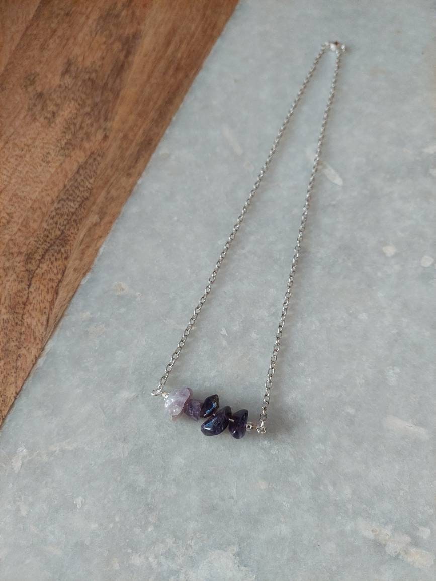 Amethyst Necklace, Amethyst Jewelry, Stone Necklace, Bar Necklace, Crystal Necklace, Purple Necklace, Stone Necklace